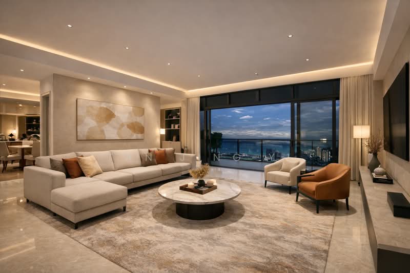 Servis Apartment untuk Dijual di Marriott Residence @ Gurney - Tan Jing Yi - Living Room - PropertyGuru.com.my