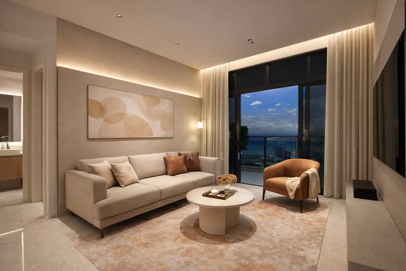 Servis Apartment untuk Dijual di Marriott Residence @ Gurney - Jia Li - Living Room - PropertyGuru.com.my