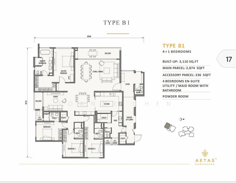 Kondominium untuk Dijual di Aetas Damansara - Joanne Chen - Aetas Damansara Type B1 layout - PropertyGuru.com.my