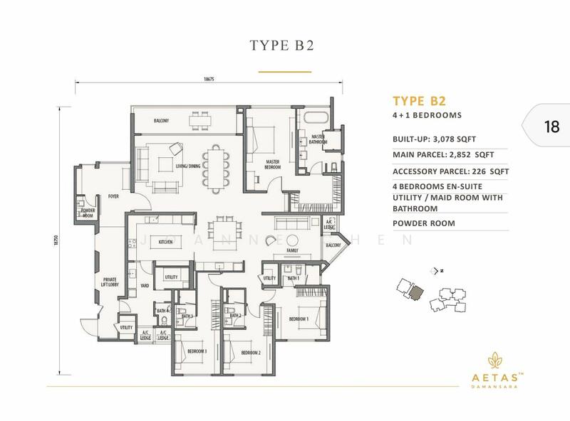 Kondominium untuk Dijual di Aetas Damansara - Joanne Chen - Aetas Damansara Type B2 layout - PropertyGuru.com.my
