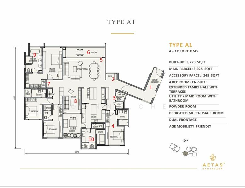 Kondominium untuk Dijual di Aetas Damansara - Joanne Chen - Aetas Damansara Type A1 layout - PropertyGuru.com.my