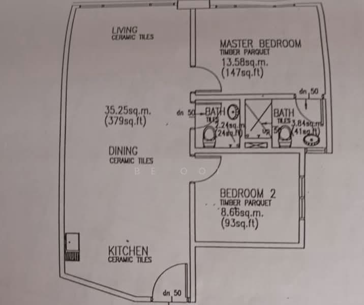 Service Residence for Sale at 38 Bidara Condominium - BE OOI - Actual layout - PropertyGuru.com.my