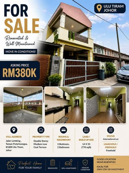 2-storey Terraced House for Sale in Taman Puteri Wangsa (Ulu Tiram) - Shashawanna . - Balcony - PropertyGuru.com.my