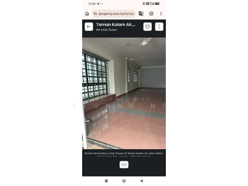 Rumah Berkembar untuk Disewa di Taman Kolam Air (Johor Bahru) - Elunna Ng - PropertyGuru.com.my