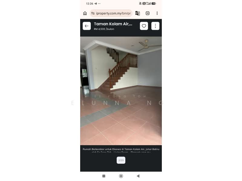 Rumah Berkembar untuk Disewa di Taman Kolam Air (Johor Bahru) - Elunna Ng - PropertyGuru.com.my