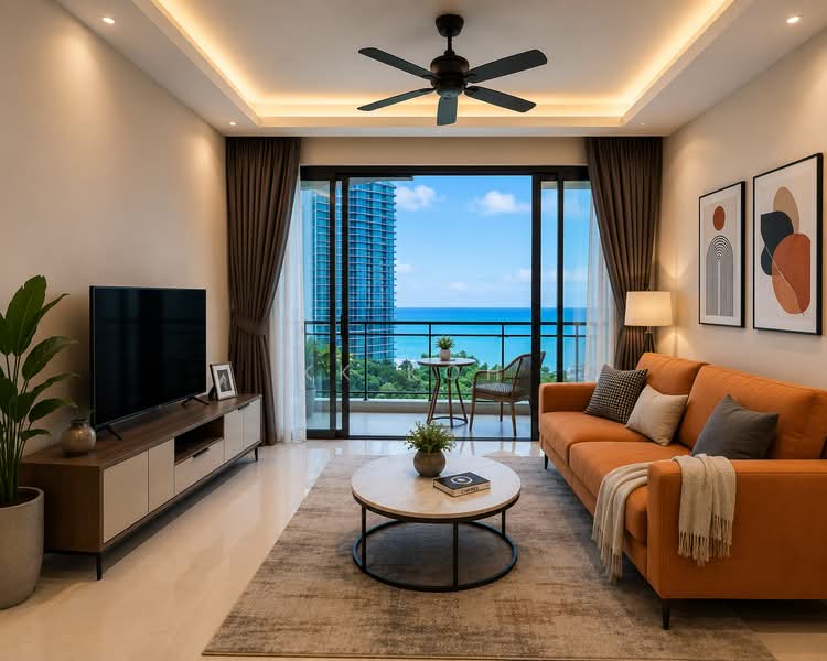 Pangsapuri untuk Dijual di Regalia Park @ Forest City - KK Koh - Living Room - PropertyGuru.com.my