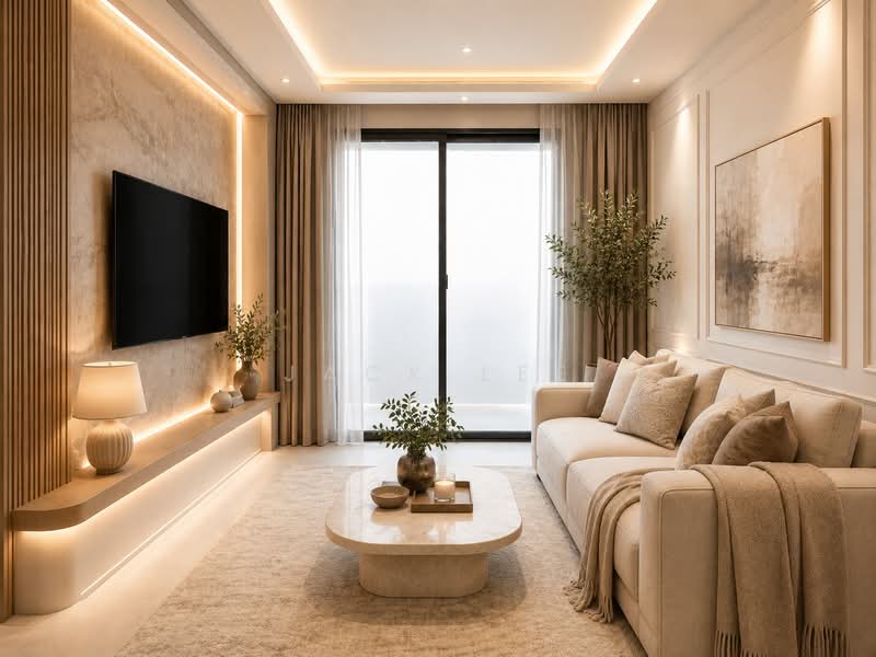 Kondominium untuk Dijual di Quartz @ Queens Residenz, Queensville - Jack Lee - Living Room - PropertyGuru.com.my