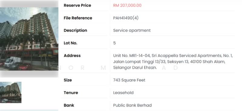 Service Residence for Sale at Sri Acappella - Nor Mohamad - PropertyGuru.com.my