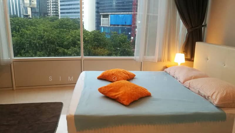 Condominium for Sale at Vortex KLCC - Simon G A Tan - Room 3, middle room has queen bed, inverter air con, TV, wardrobe, wall shelves, table, chair - PropertyGuru.com.my