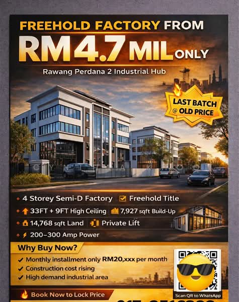 Semi-D Factory for Sale in Rawang (Selangor) - Cynthia Khoo - PropertyGuru.com.my