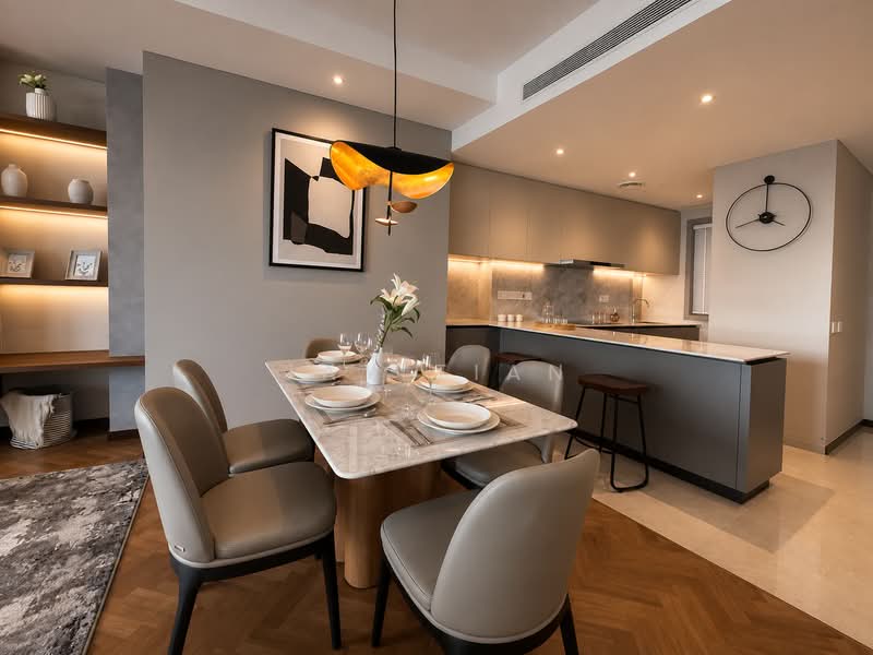 Kediaman Servis untuk Dijual di Southpoint Residences - Jay Tian - Dining Area + Kitchen - PropertyGuru.com.my