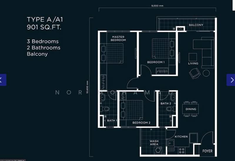 Pangsapuri untuk Dijual di Residensi Max - Nor Mohamad - Master Bedroom - PropertyGuru.com.my