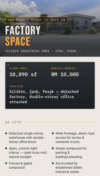 Semi-D Factory for Rent in Kawasan Perindustrian Silibin (Ipoh) - SK Kok - Exterior - PropertyGuru.com.my