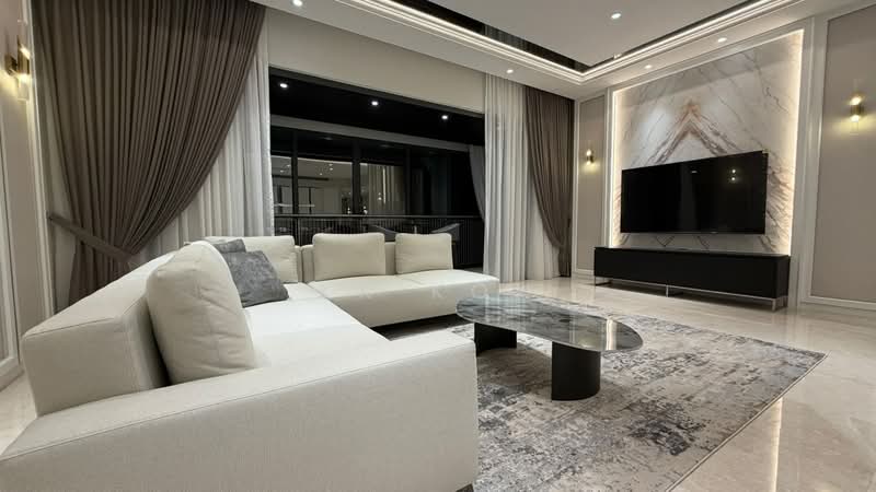 Kediaman Servis untuk Dijual di The Astaka @ 1 Bukit Senyum - KK Koh - Living Room - PropertyGuru.com.my