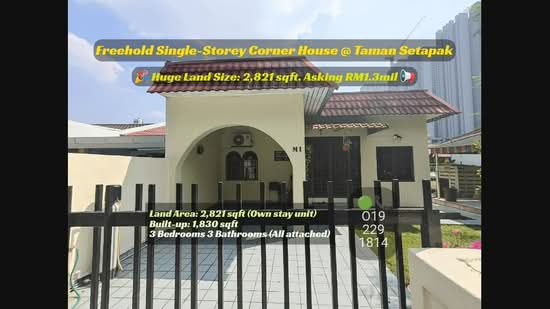 Rumah Teres 1-Tingkat untuk Dijual di Taman Setapak (Setapak) - Wincent Chuah - PropertyGuru.com.my