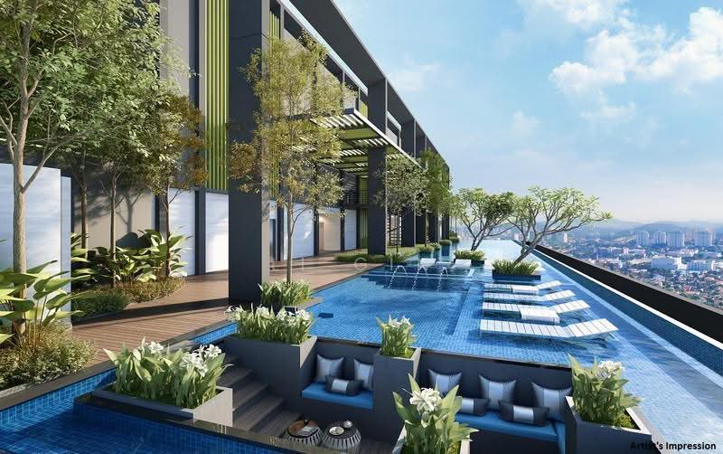 Kediaman Servis untuk Dijual di ViiA Residences - Li Gin - Pool - PropertyGuru.com.my