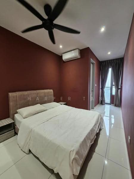 Service Residence for Rent at Kenwingston Platz - Harper Tan - Master bedroom with own balcony - PropertyGuru.com.my
