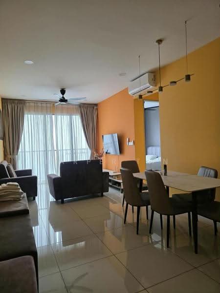 Service Residence for Rent at Kenwingston Platz - Harper Tan - Living Room with natural light - PropertyGuru.com.my