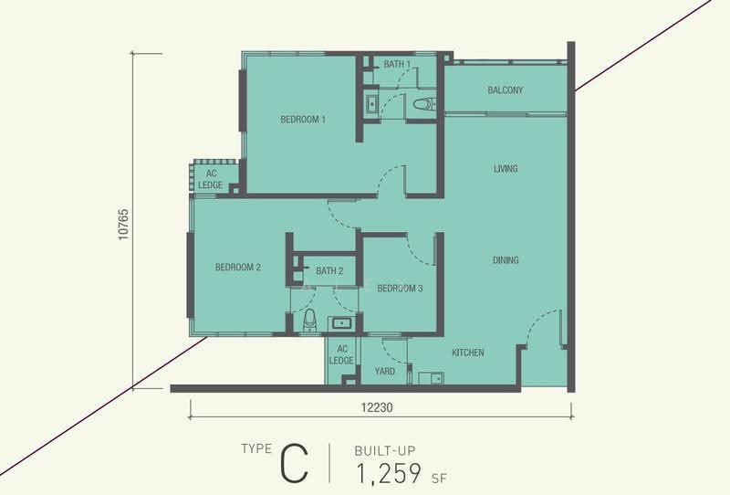 Kediaman Servis untuk Disewa di Le Pavillion - Alex Chong - Floor Plan - PropertyGuru.com.my