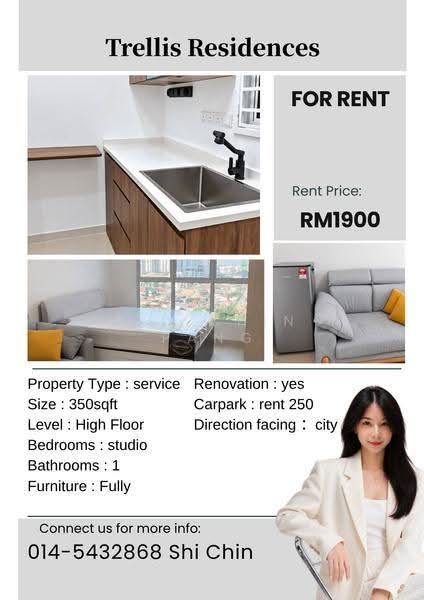 Service Residence for Rent at TRELLIS RESIDENCES - Shi Chin Pang - Kitchen - PropertyGuru.com.my