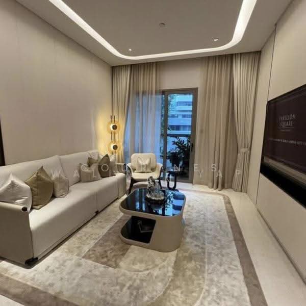 Service Residence for Sale at CloutHaus Residences - Courines Tan - Living Room - PropertyGuru.com.my