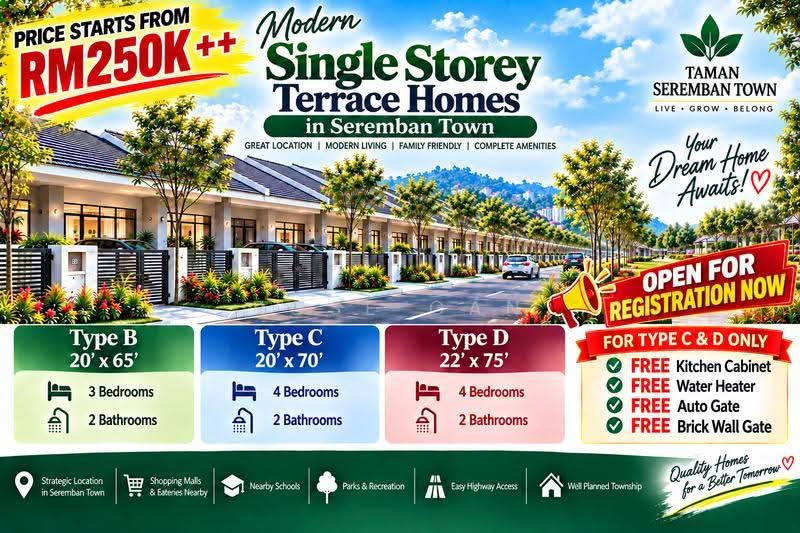 Rumah Teres 1-Tingkat untuk Dijual di Seremban (Negeri Sembilan) - Rose Gan - Exterior - PropertyGuru.com.my