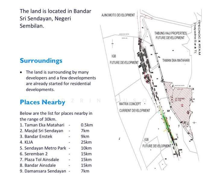 Agricultural Land for Sale in Taman Ara Sendayan (Bandar Sri Sendayan) - HADZRIN YUSOF - PropertyGuru.com.my