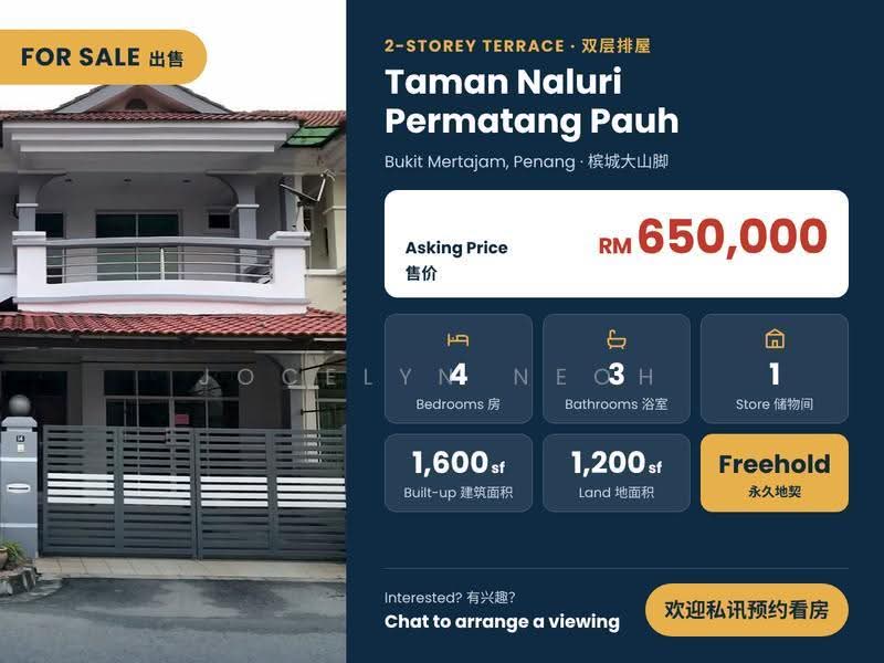 2-storey Terraced House for Sale in Taman Naluri (Seberang Jaya) - Jocelyn Neoh - PropertyGuru.com.my