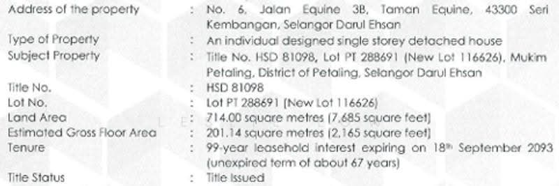 Rumah Banglo untuk Dijual di Taman Equine (Seri Kembangan) - Leslie Low - PropertyGuru.com.my