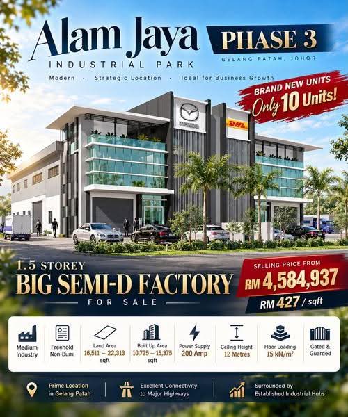 Semi-D Factory for Sale in Gelang Patah (Johor) - Kinki Teow - Exterior - PropertyGuru.com.my