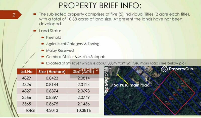 Agricultural Land for Sale in Kampung Sungai Pusu (Gombak) - Shiqin Saidin - PropertyGuru.com.my