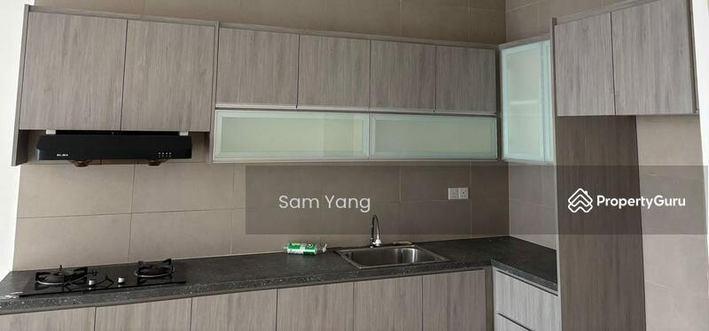 Built in kitchen cabinet with stove and range hood.