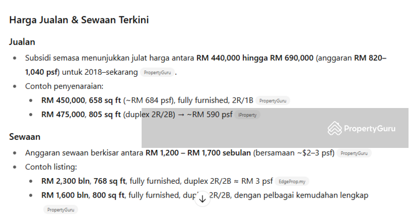 Untuk Dijual - Parisien Tower