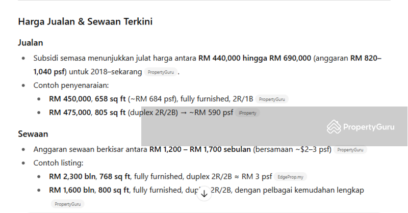 Untuk Dijual - Parisien Tower