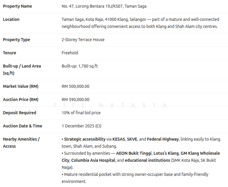 Untuk Dijual - Bayu Homes @ Taman Saga 3, Klang