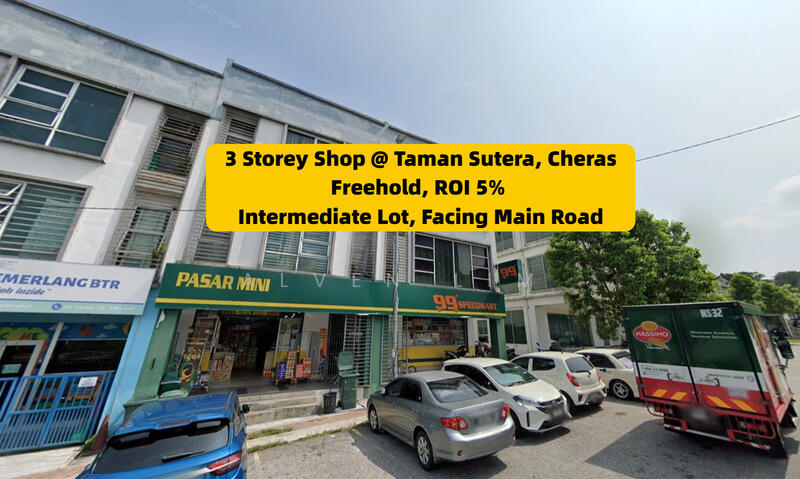For Sale - Tun Hussein Onn, Taman Sutera, 3 Storey Shop, Full Tenanted, ROI 5%, Face Main Road