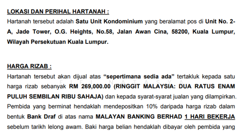 Untuk Dijual - O.G. Heights