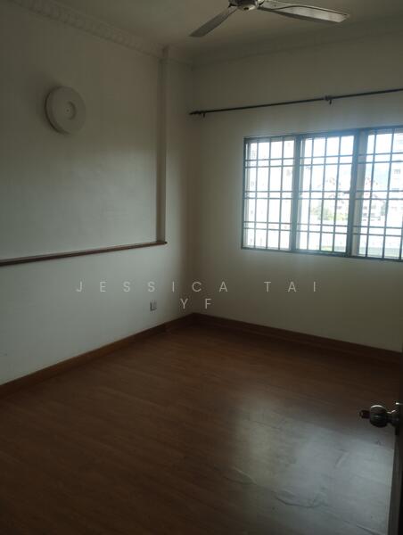 Master bedroom with light, ceiling fan and aircon