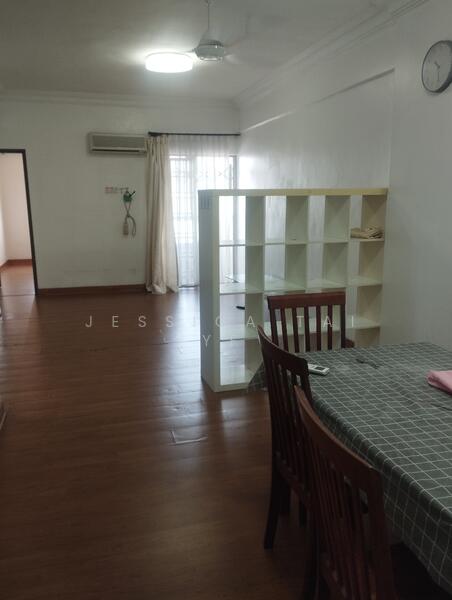Living hall and dining with 6 seater wooden table